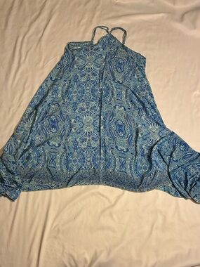 Women’s Blue Paisley Halter Flowy Summer Dress